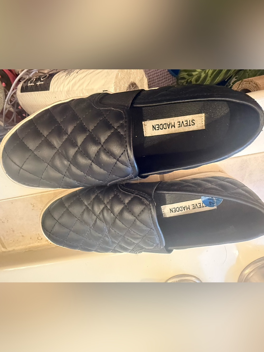 Steve Madden Black Quilted Kids Slip-On Loafers